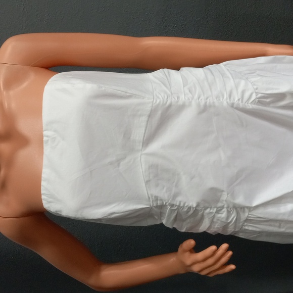 Wild Fable Elegant White Strapless Dress Ruched Flared Pleated Skirt Plus Size - Picture 2 of 12